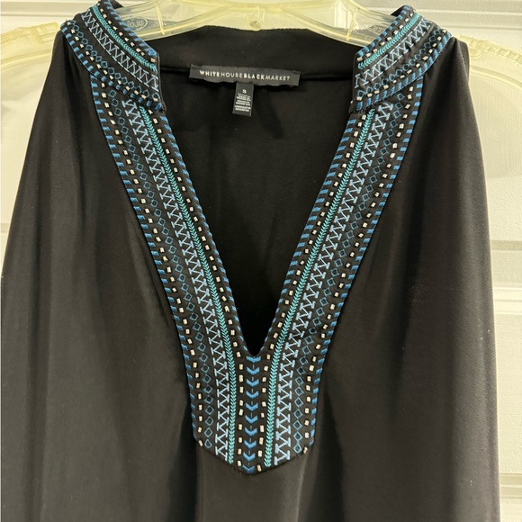 White House black market sleeveless tank top embroidery beaded neckline - Picture 3 of 7